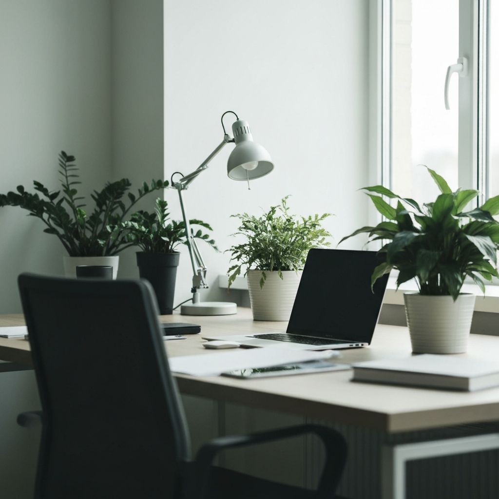 Arbeitszimmer mit Pflanzen